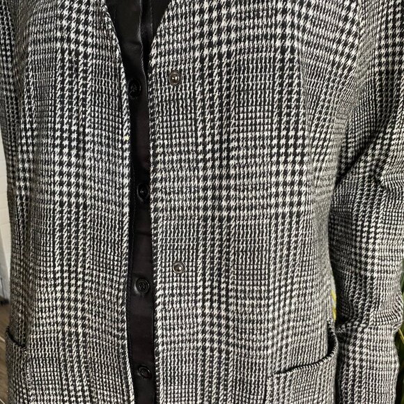 Olsen Gray & Black Houndstooth Long Cardigan Sz 6 - Picture 5 of 15